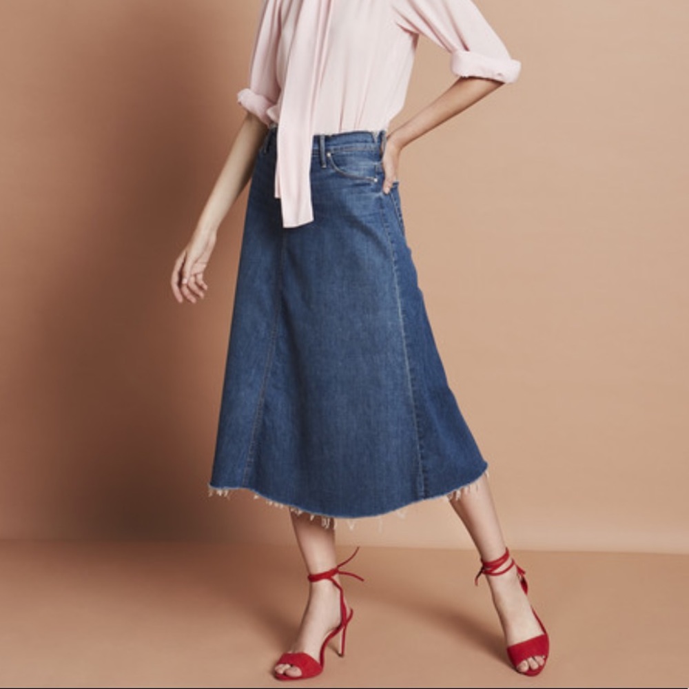 Mother Circle Midi Fray Skirt in Big Sky Sz 25 NWT